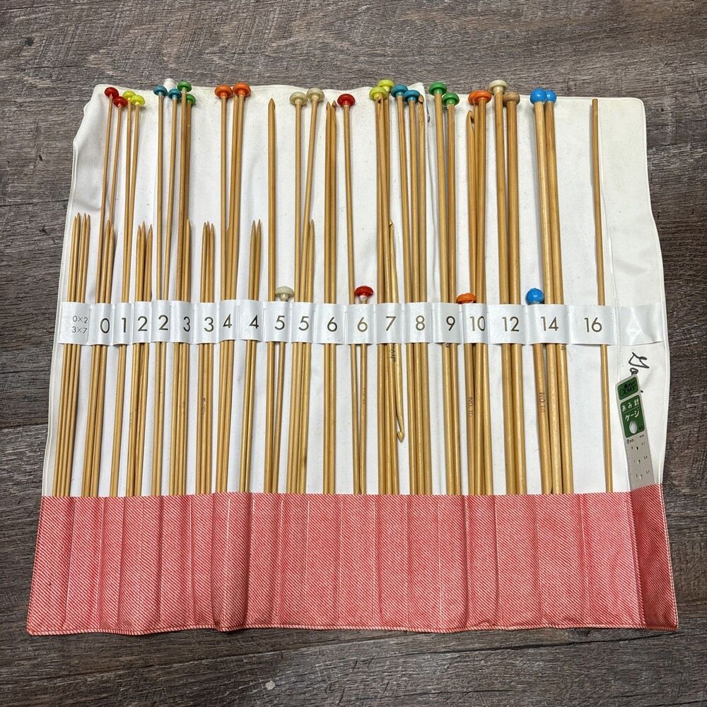 Takumi Clover Knitting Crochet Needles Set Of 58 Wooden Case Labeled